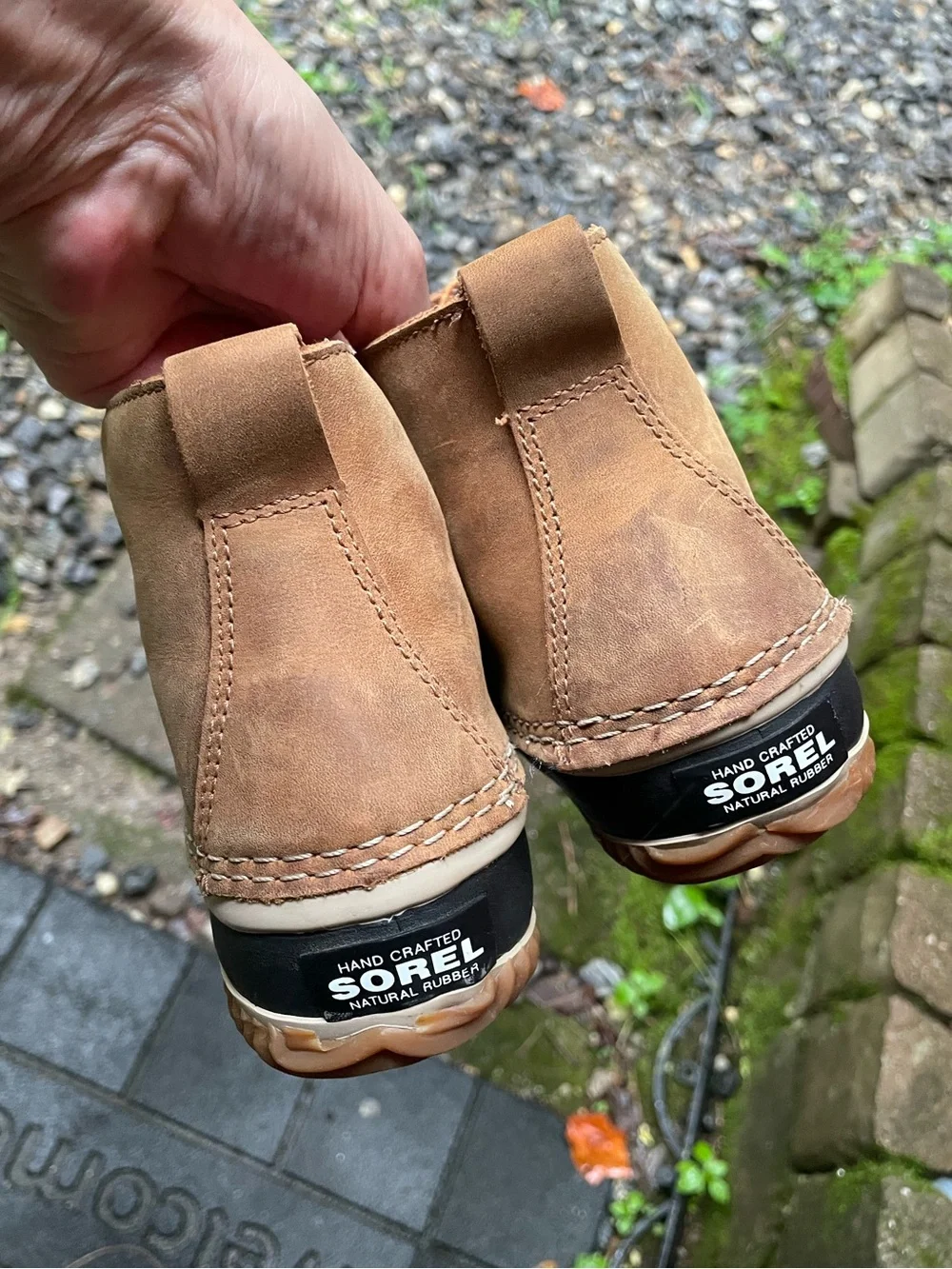 Sorel Out N About Waterproof Tan Duck Ankle Rain Boots 8.5